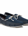 Braided Lace Loafer in Navy White